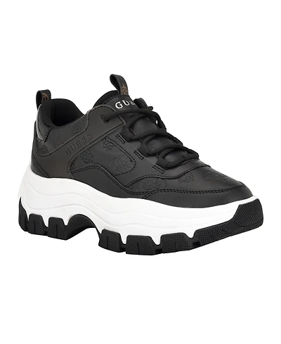 Guess Women's Bisun Lugged Rubber Sole Lace Up Platform Sneakers