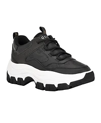 Guess Women's Bisun Lugged Rubber Sole Lace Up Platform Sneakers