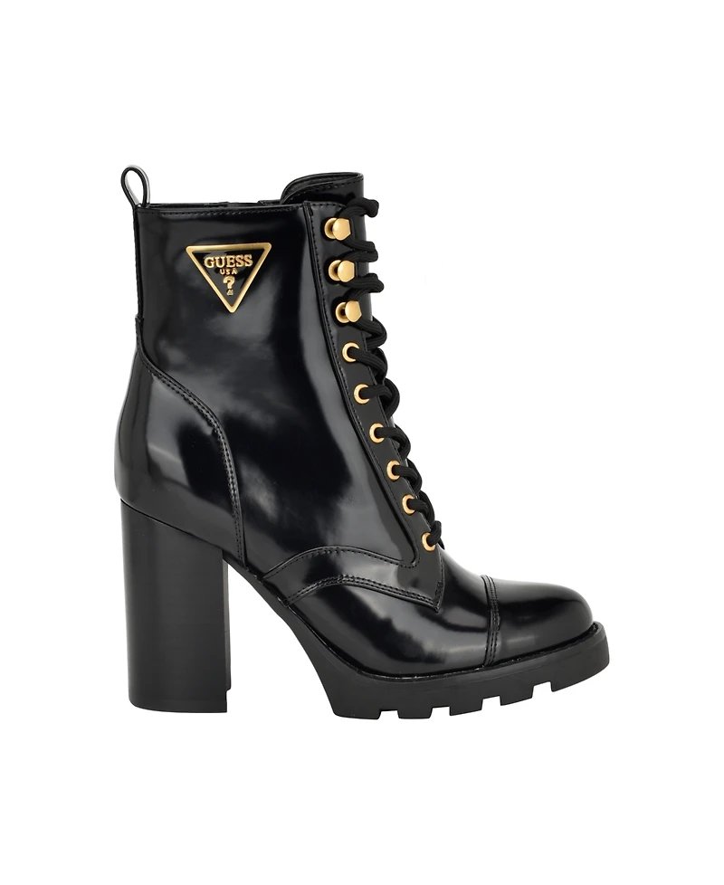 Guess Women's Neadyn Heeled Lug Sole Lace Up Hiker Booties