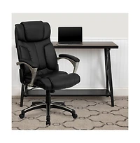 Emma+Oliver High Back Folding Leather Executive Swivel Office Chair With Arms