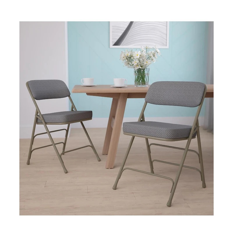 Emma+Oliver 2 Pack Home & Office Portable Party Events Fabric Padded Metal Folding Chair