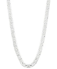 Italian Silver Polished Mariner Link 22" Chain Necklace in 18k Gold-Plated Sterling Silver & Sterling Silver