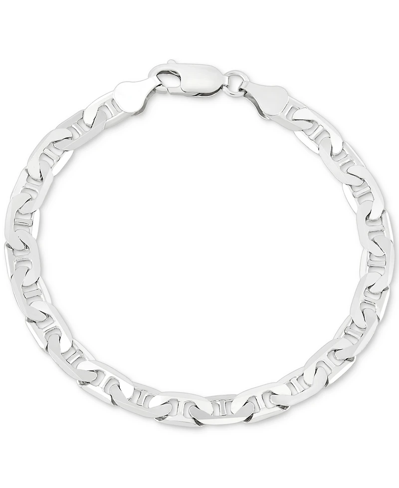 Men's Italian Silver Polished Mariner Link Chain Bracelet