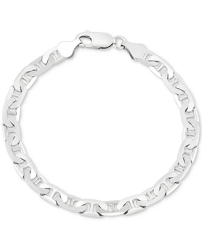 Men's Italian Silver Polished Mariner Link Chain Bracelet