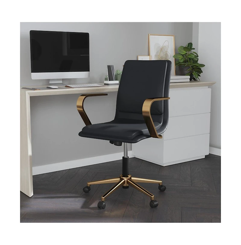 Merrick Lane Artemis Mid-Back Home Office Chair With Armrests, Height Adjustable Swivel Seat And Five Star Base