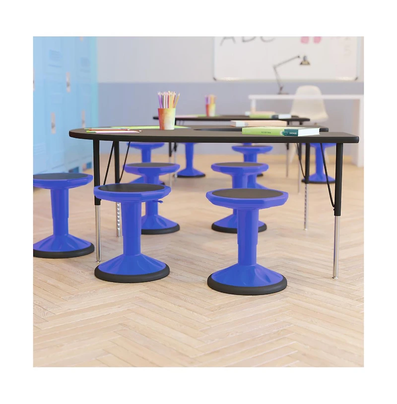 Emma+Oliver Saylor Height Adjustable Active Motion Stool For Kids With Weighted Rubber Non-Slip Bottom