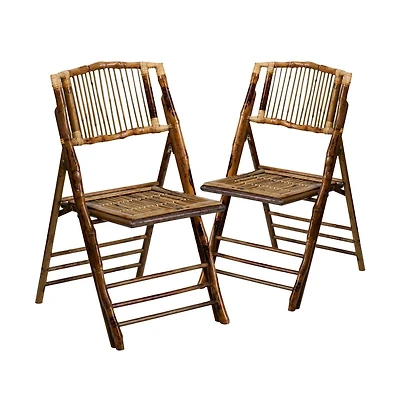 Bamboo Folding Chairs | Set Of 2 Bamboo Wood Folding Chairs