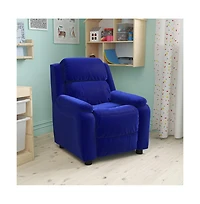 Deluxe Padded Contemporary Kids Recliner With Storage Arms