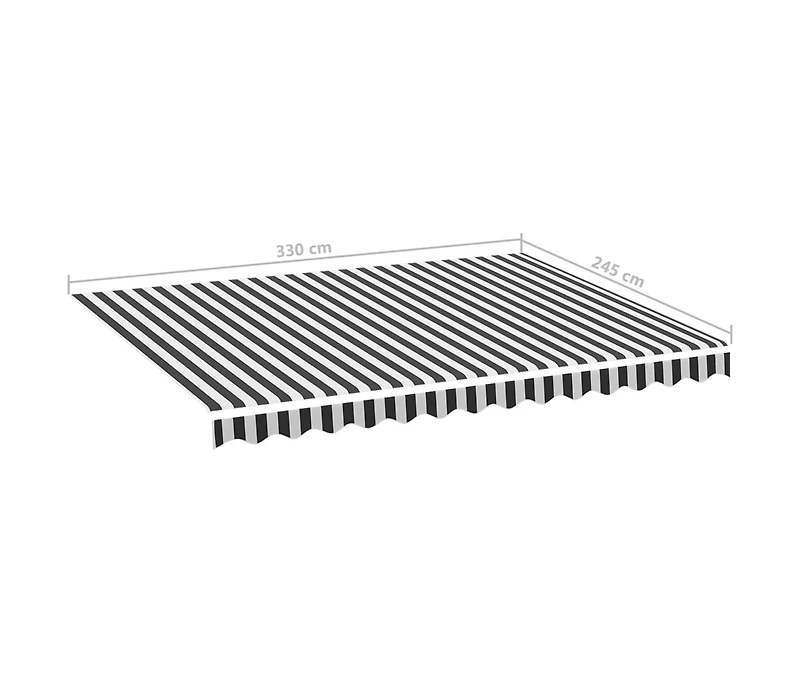 Replacement Fabric for Awning Anthracite and White 11.5'x8.2'