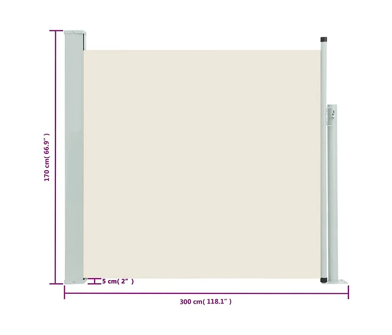 Patio Retractable Side Awning 66.9"x118.1" Cream