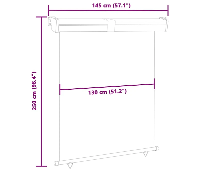 48424 Balcony Side Awning 57.1"x98.4" Black