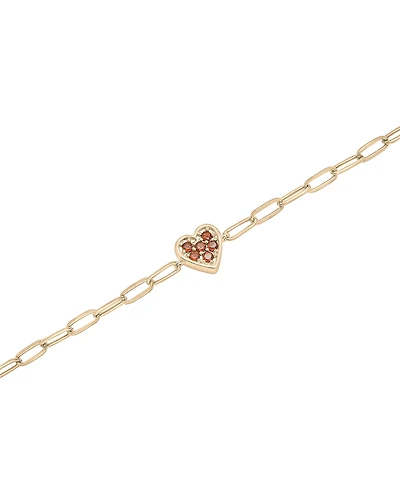 Garnet Heart Cluster Paperclip Link Bracelet (1/4 ct. t.w.) in 14k Gold-Plated Sterling Silver