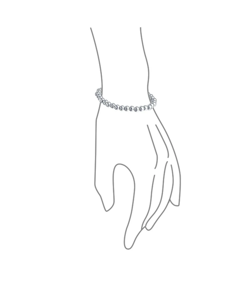 Bling Jewelry Stackable Sterling Silver Bead Ball Stretch Bracelet