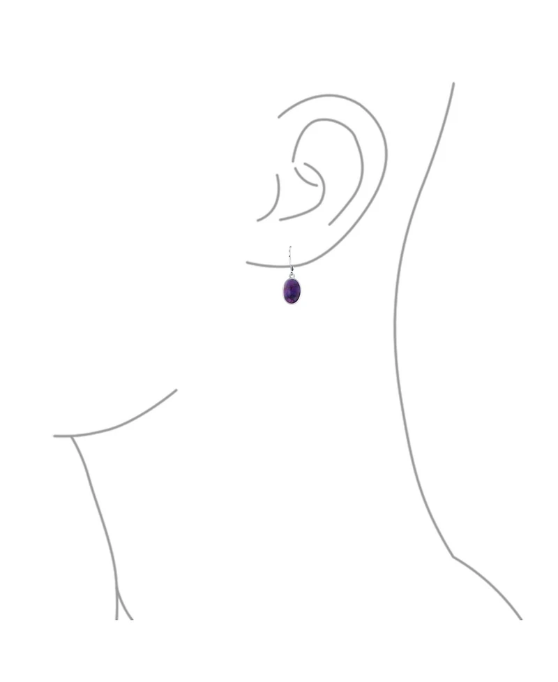 Bling Jewelry Boho Western Style Natural Stone Oval Lever Back Drop Dangle Earrings .925 Sterling Silver