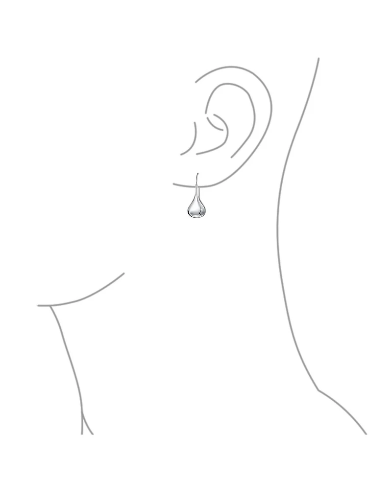 Bling Jewelry Simple Plain Puffed Teardrop Pear Shaped Rain Drop Earrings Fishhook Threader Polish Sterling Silver Inch