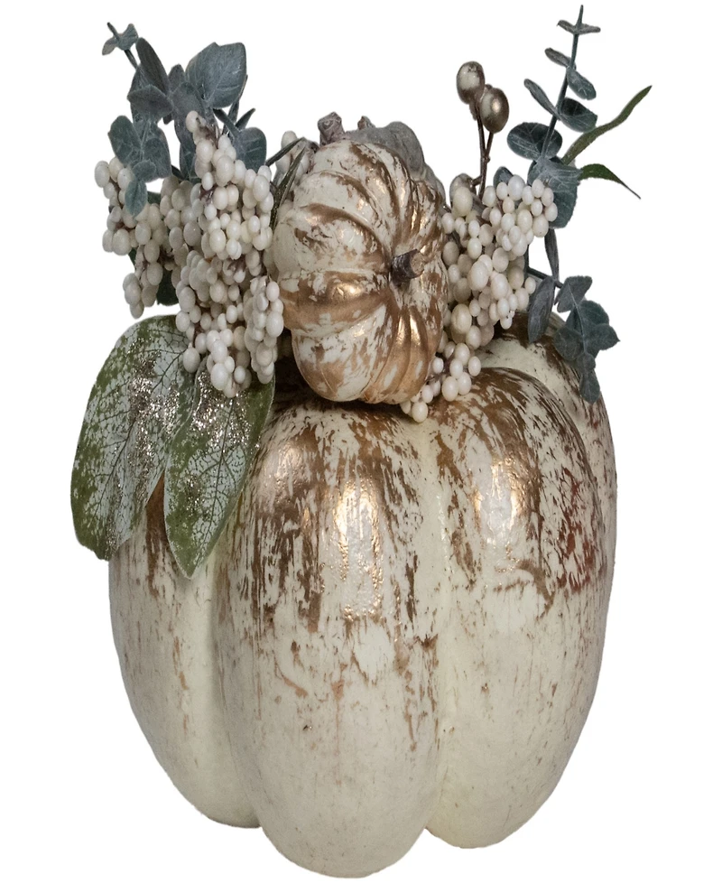 9" White and Gold-Tone Pumpkins Fall Harvest Arrangement