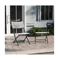 Ciel Set Of Two Folding Bistro Chairs Pe Rattan With Metal Frames For Indoor And Outdoor Use