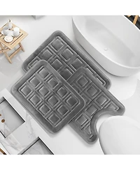 3 Piece Ultra Soft Non-Slip Plush Memory Foam Bath Rug Set - Small, Large & Contour
