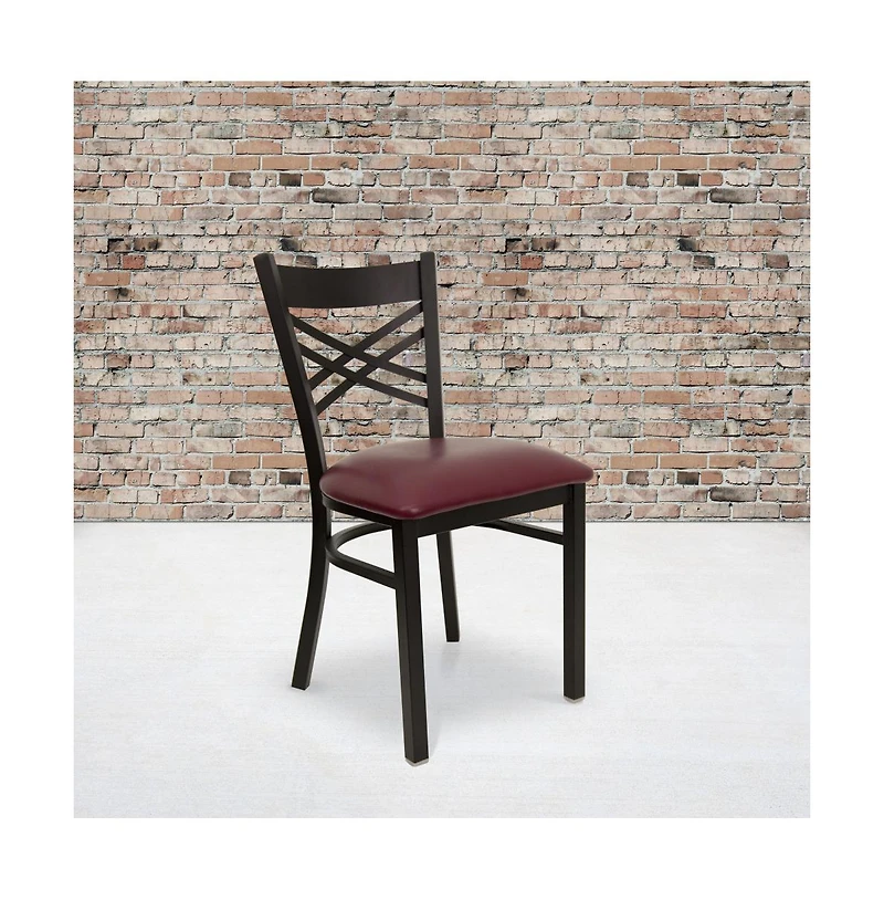 Emma+Oliver 2 Pack "X" Back Metal Restaurant Chair