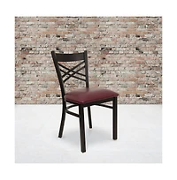 Emma+Oliver 2 Pack "X" Back Metal Restaurant Chair