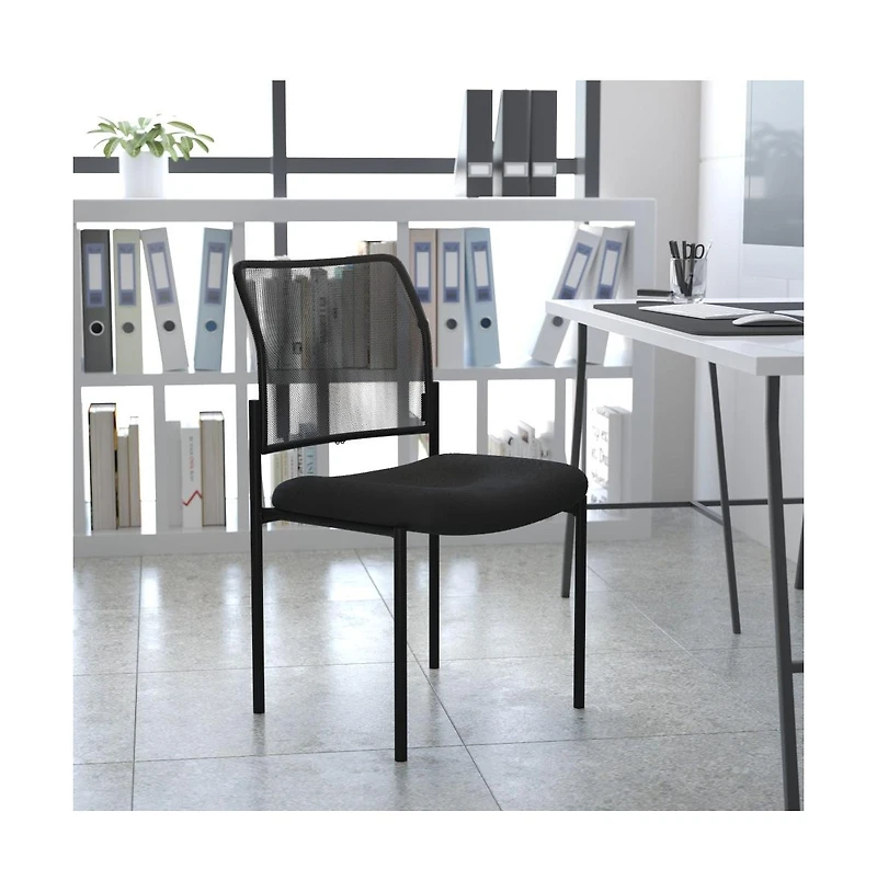 Emma+Oliver Mesh Comfortable Stackable Steel Side Chair