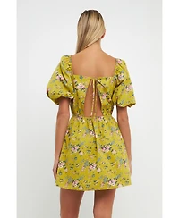 English Factory Women's Floral Back Cutout Mini Dress