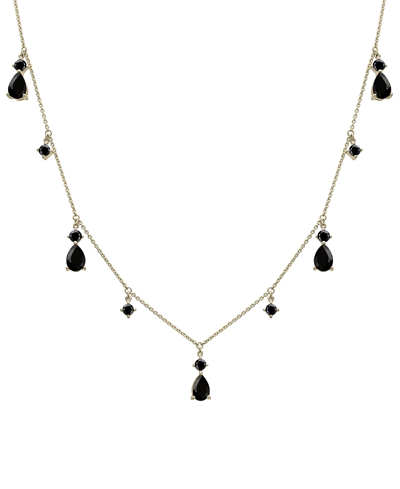 Onyx Dangle 17" Statement Necklace in 14k Gold-Plated Sterling Silver