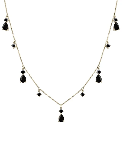 Onyx Dangle 17" Statement Necklace in 14k Gold-Plated Sterling Silver