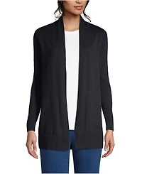 Lands' End Women's Cotton Open Long Sleeve Cardigan Sweater