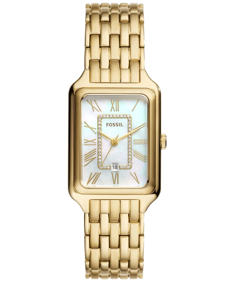 Fossil Women's Raquel Three-Hand Date Gold-Tone Stainless Steel Watch, 26mm
