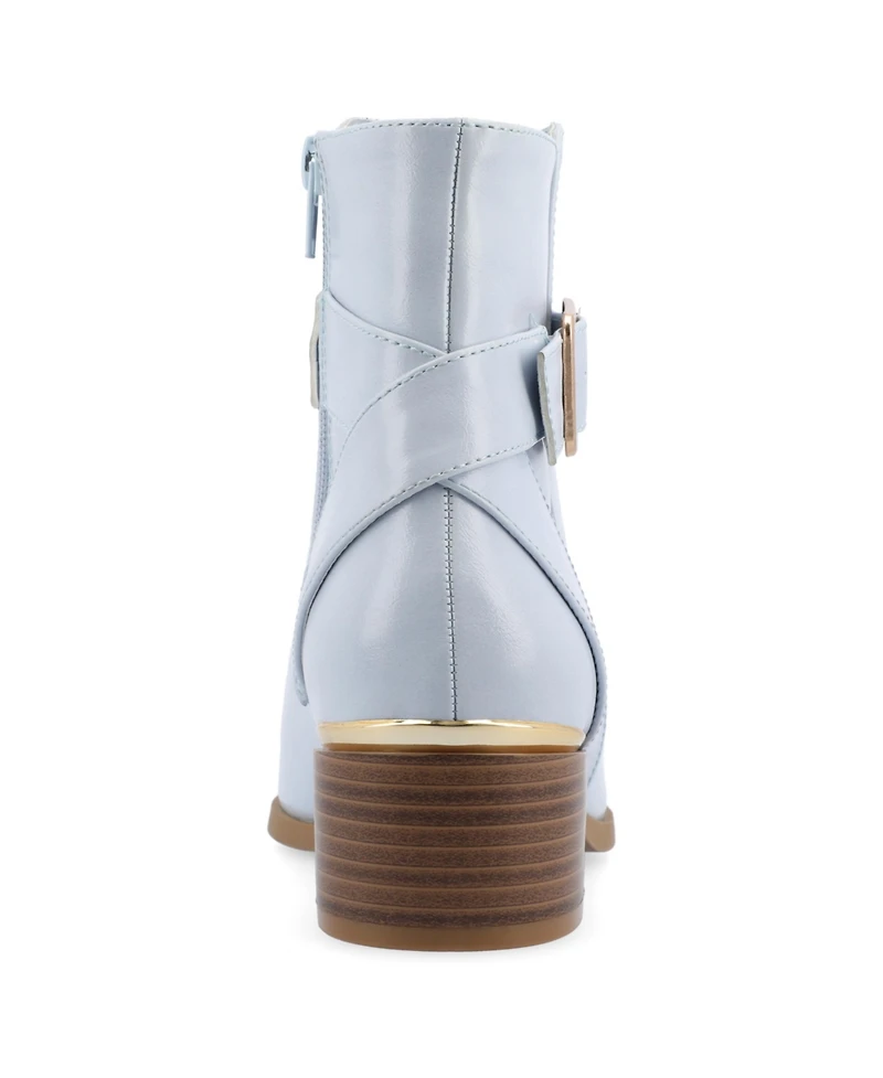 Journee Collection Women's Elley Buckle Strap Block Heel Booties