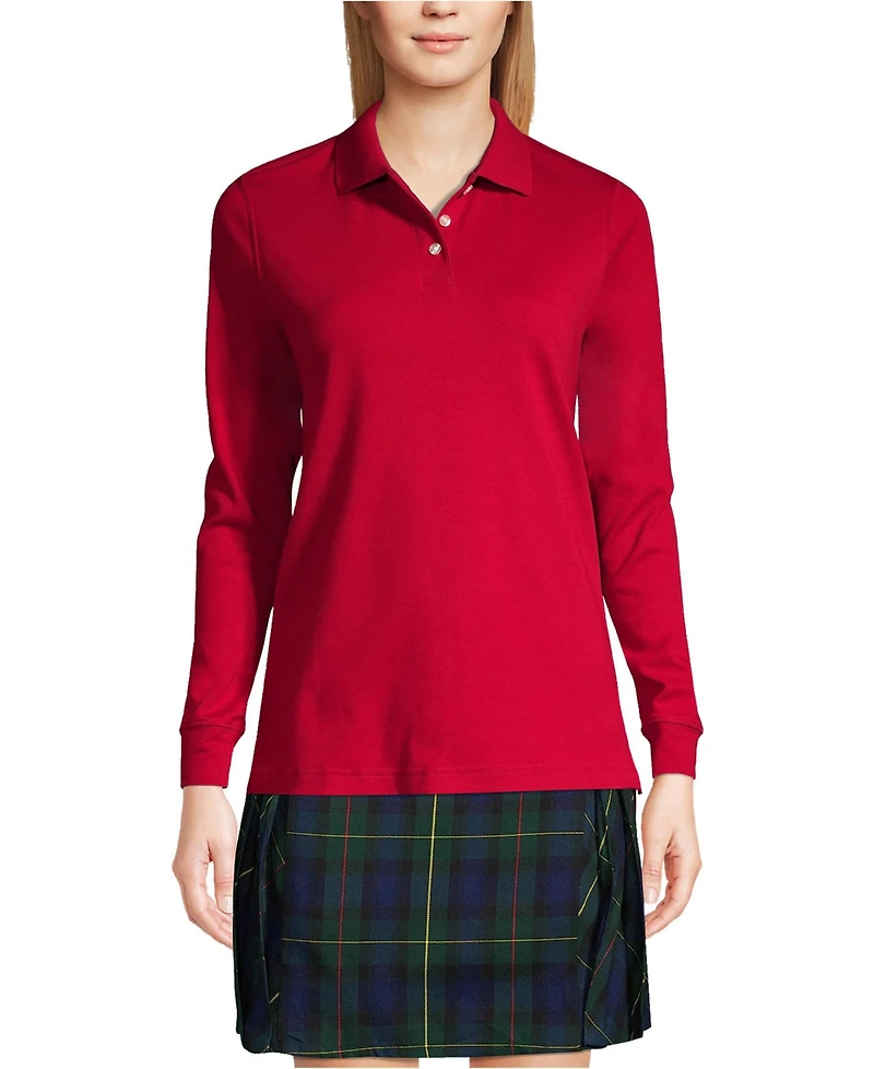 Lands' End Women's Tall Long Sleeve Interlock Polo Shirt