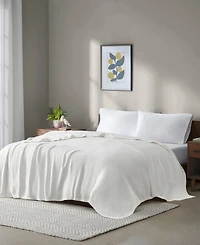 Madison Park Freshspun Basketweave Cotton Blanket, Twin