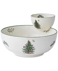 Spode Christmas Tree Tiered 2-Pc. Porcelain Chip & Dip Set
