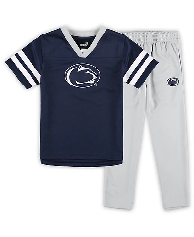 Little Boys and Girls Navy, Gray Penn State Nittany Lions Red Zone Jersey and Pants Set