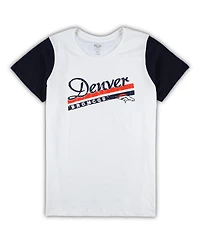 Women's Concepts Sport White, Navy Denver Broncos Plus Downfield T-shirt and Shorts Sleep Set