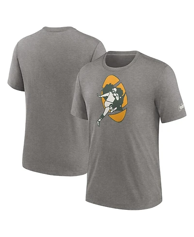 Men's Nike Heather Charcoal Green Bay Packers Rewind Logo Tri-Blend T-shirt