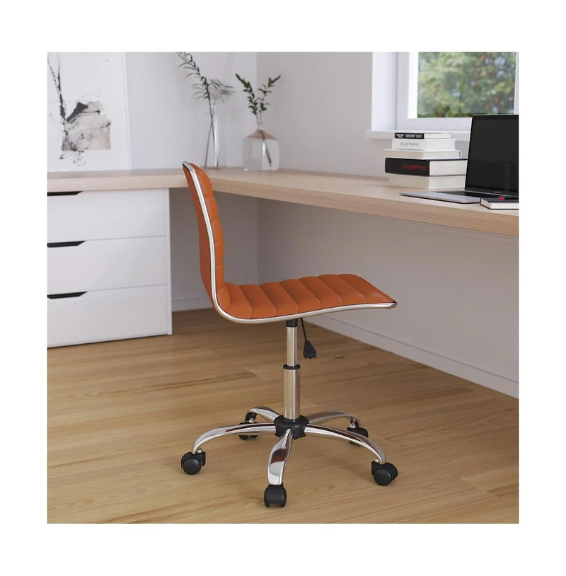 Merrick Lane Amelie Home Office Chair Ergonomic Executive Ribbed Low Back Armless Computer Desk - Base, Frame & Border