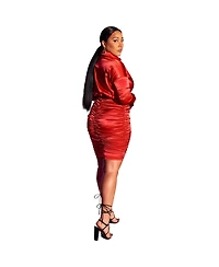 Rebdolls Women's Plus Size Ruched Mini Dress