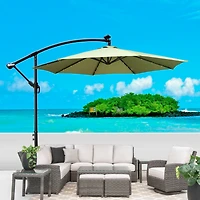 Simplie Fun 10 Ft Outdoor Patio Umbrella Solar Powered Led Lighted Sun Shade Market Waterproof 8 Ribs