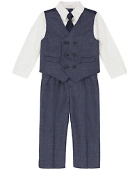Nautica Baby Boys Tonal Windowpane Vest, Shirt, Tie and Pants Set