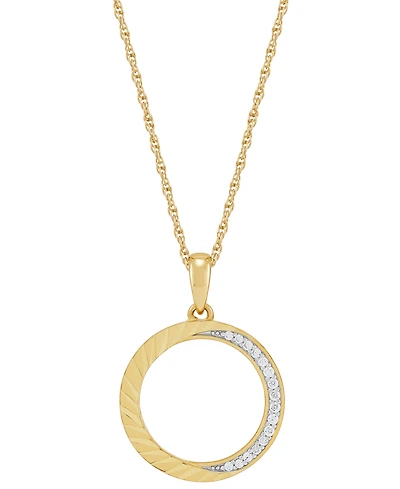 Diamond Circle Pendant Necklace (1/10 ct. t.w.) in 14k Gold-Plated Sterling Silver, 16" + 2" extender