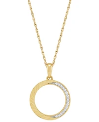 Diamond Circle Pendant Necklace (1/10 ct. t.w.) in 14k Gold-Plated Sterling Silver, 16" + 2" extender