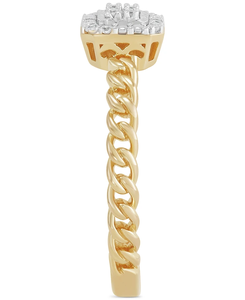 Diamond Cluster Rope Style Ring (1/10 ct. t.w.) in 14k Gold-Plated Sterling Silver