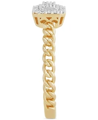 Diamond Cluster Rope Style Ring (1/10 ct. t.w.) in 14k Gold-Plated Sterling Silver