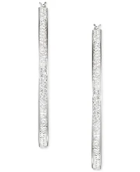 Crystal Pave Click Top Medium Hoop Earrings, 2"
