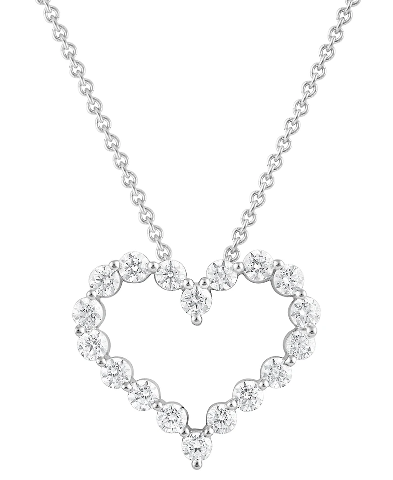 Diamond Heart 18" Pendant Necklace (1-1/2 ct. t.w.) in 14k White Gold