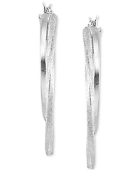 Double Medium Hoop Earrings 14k Two-Tone Gold-Plated Sterling Silver, 40mm