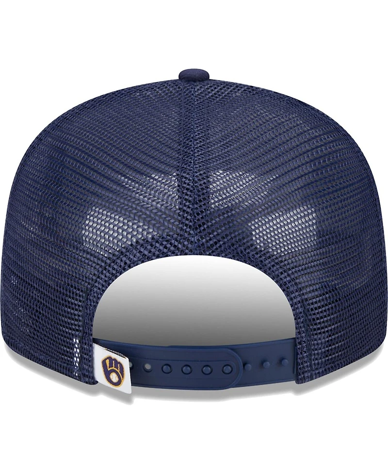 Men's New Era Navy Milwaukee Brewers Team Color Trucker 9FIFTY Snapback Hat