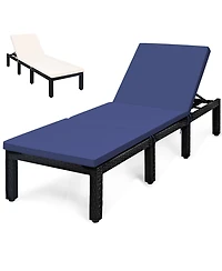 Costway Patio Rattan Lounge Chair Chaise Recliner Adjust Cushion